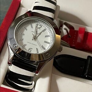 Anne Klein Men’s Watch Set with Red and Black Straps